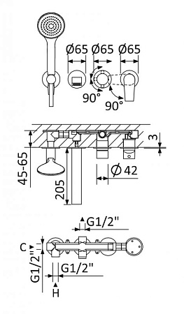 Смеситель для ванны с душем Cezares Nautic NAUTIC-VDM3-BIO белый матовый