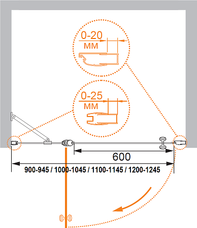 Душевая дверь в нишу Cezares TRIUMPH-D-B-12-100-P-Cr-L стекло punto