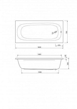 Акриловая ванна 160х70 Cezares Piave-160-70-42-W37