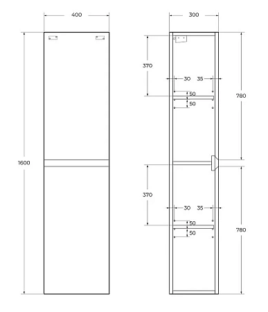 Шкаф-пенал Cezares Molveno MOLVENO-1600-2A-SC-OSS серый