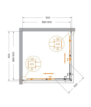 Душевой уголок CEZARES RELAX-304-A-2-90-C-GM