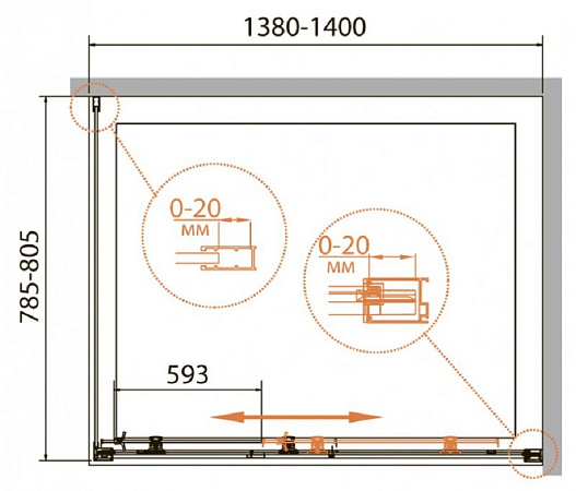 Душевой уголок Cezares RELAX-AHF-1-140/80-P-Bi стекло punto