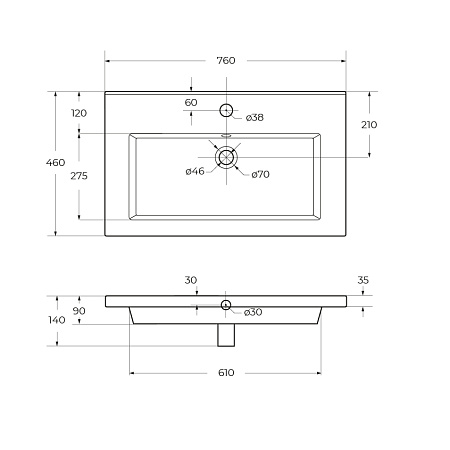 Накладная раковина Cezares 76 CZR-8070-75 белый глянец