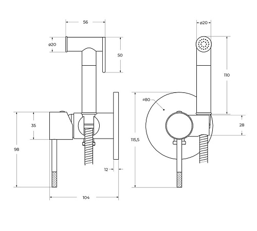 Гигиенический душ Cezares RELAX-DIF-01 хром