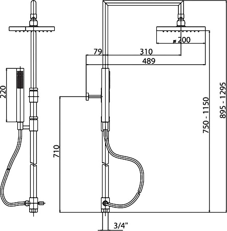 Душевая стойка Cezares Over OVER-CDD-01-Cr