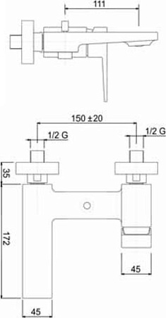 Смеситель для ванны и душа Cezares JUMP-VDM-01, хром