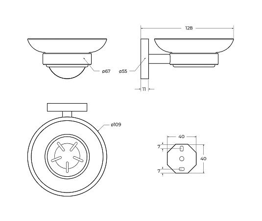 Мыльница Cezares Relax RELAX-SODS-GM оружейная сталь