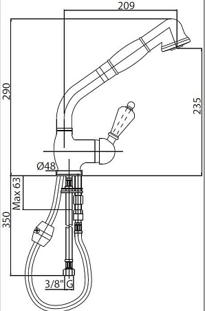 Смеситель для кухни Cezares VINTAGE-LLDM-02-Sw, бронза