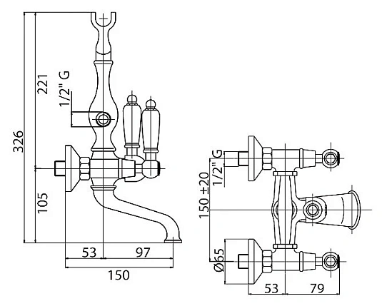 Смеситель для ванны с душем Cezares Diamond DIAMOND-VD-02-Sw бронза