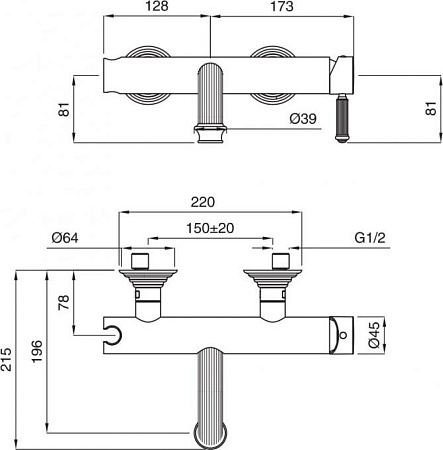 Смеситель для ванны и душа Cezares APHRODITE-VDM-02-Bi, бронза
