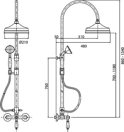 Душевая стойка Cezares Venezia VENEZIA-CD-02-Bi