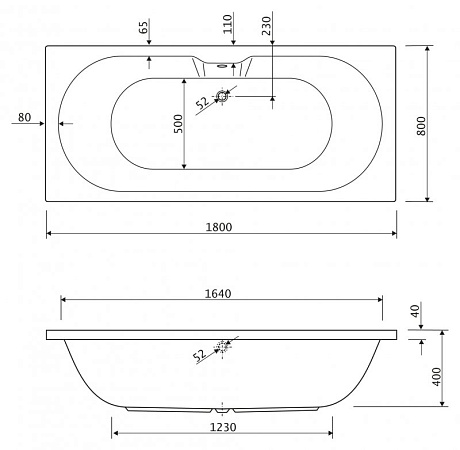 Акриловая ванна 180х80 Cezares Calisto-180-80-49