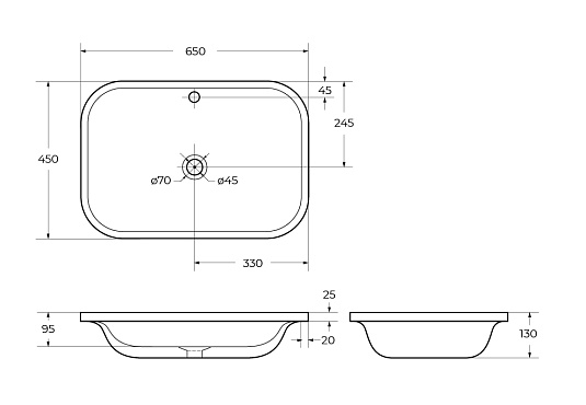 Полустраиваемая раковина Cezares 65х45 CZR-DRO-65-LVB белый