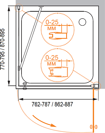 Душевой уголок Cezares TRIUMPH-D-A-1-90-C-Cr-L стекло прозрачное