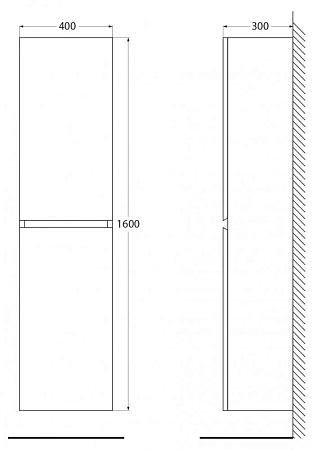 Шкаф-пенал Cezares Molveno MOLVENO-1600-2A-SC-NR черный