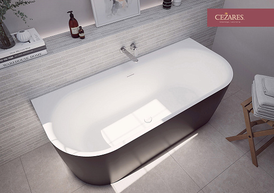 Акриловая ванна Cezares Metauro 180х80 METAURO-INT-Wall-180-80-60-B-W-MATT черный матовый