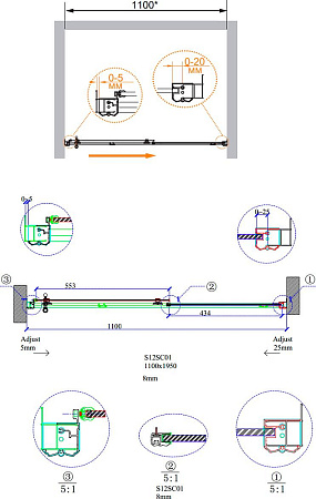 Душевая дверь в нишу Cezares Retro scorrevole BF1 110 CP Cr