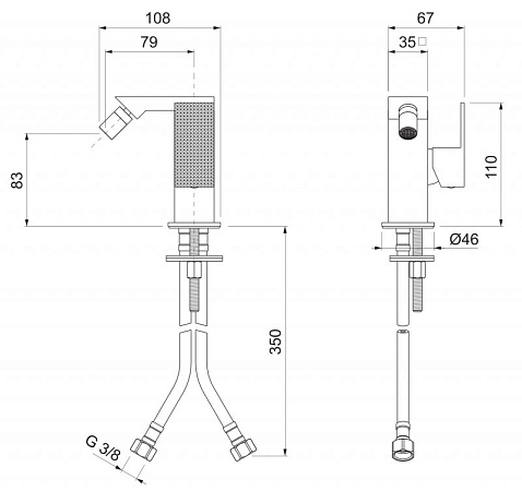 Смеситель для биде Cezares PRIZMA-BSM1-NOP-W0, черный