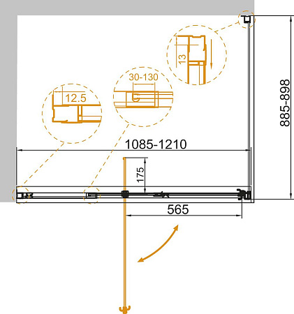 Душевой уголок Cezares VARIANTE-AH-1-110/120-90-C-Cr стекло прозрачное