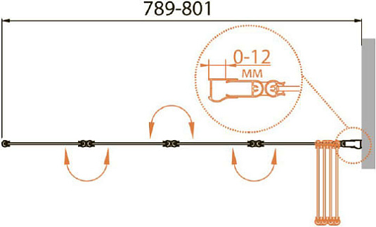 Шторка на ванну Cezares RELAX-V-4-80/140-P-Bi-R стекло punto
