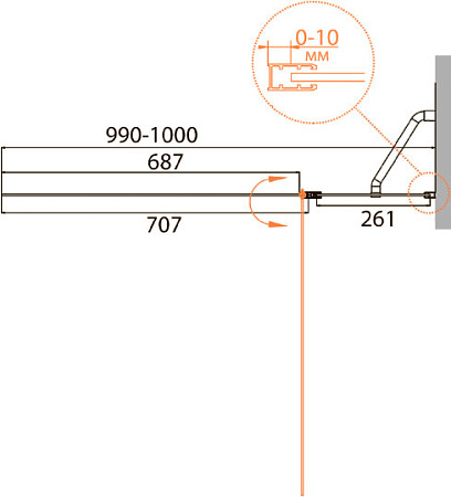 Шторка на ванну Cezares RELAX-V-11-100/140-P-Bi-R стекло punto