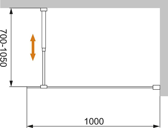 Душевая перегородка Cezares LIBERTA-L-1-100-GR-Cr 100 см. тонированное