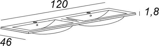 Мебельная раковина 121 см Cezares Tiffany 50135