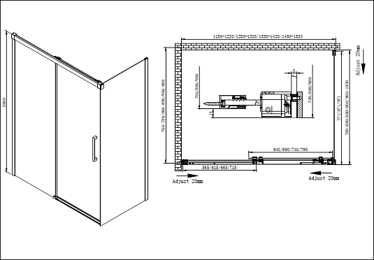 Душевой уголок Cezares LUX-SOFT-W-AH-1-140/80-C-Cr-IV стекло прозрачное