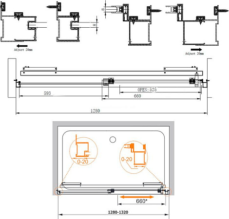 Душевая дверь в нишу Cezares Lux soft W BF1 130 C Cr IV