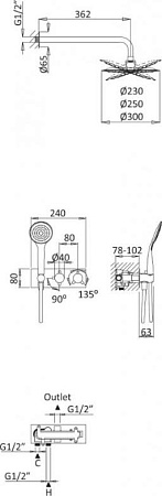 Душевой набор Cezares CZR-B-VDIM-T-01, хром