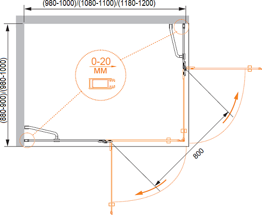 Душевой уголок Cezares BERGAMO-W-AH-2-120/100-C-Cr-L стекло прозрачное