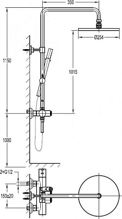Душевая стойка CEZARES ECO-CD-T-NOP, чёрный матовый