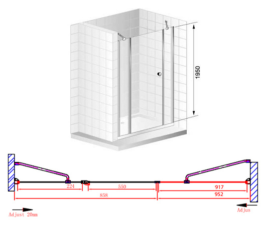 Душевая дверь в нишу Cezares Elena B13 100/60/30 C Cr