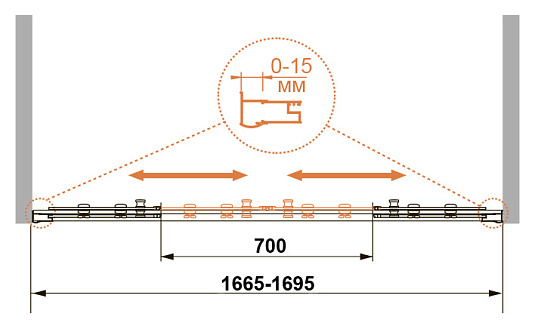 Шторка на ванну Cezares Pratico VF2 170/140 C Cr