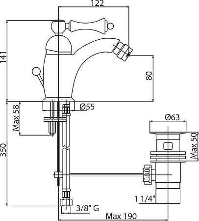 Смеситель Cezares Margot MARGOT-BSM1-01-M для биде