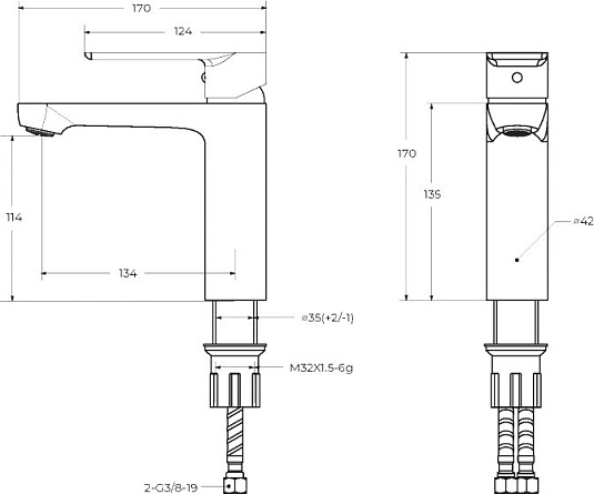 Смеситель для раковины Cezares Stylus STYLUS-LS-BORO брашированное золото
