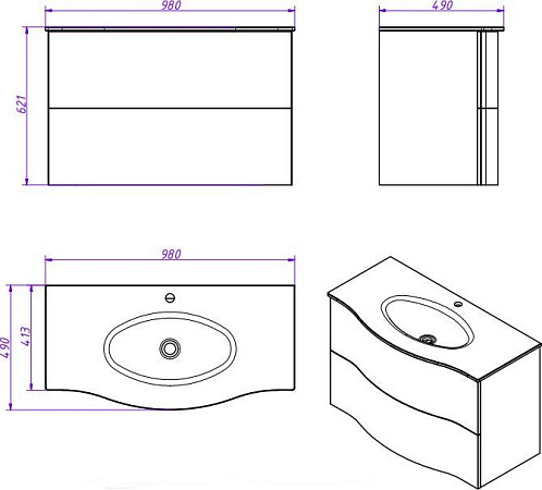 Раковина-столешница Cezares Petalo-Oro-1000-VTR