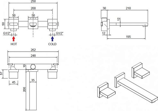 Смеситель для раковины Cezares UNIKA-BLI3-03/24, золото