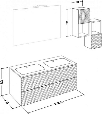 Тумба для комплекта Cezares Bali BABS1201C1V.601 bianco laccato opaco
