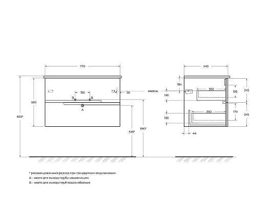 Тумба под раковину Cezares Duet 80 DUET-800-2C-SO-BL белый