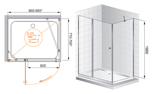 Душевой уголок Cezares Triumph AH1 110/100 C Cr L