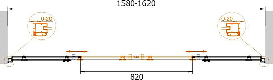 Душевая дверь в нишу Cezares ANIMA-W-BF-2-160-P-Cr