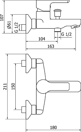 Смеситель Cezares Dolce DOLCE-VM-01-Cr для ванны с душем