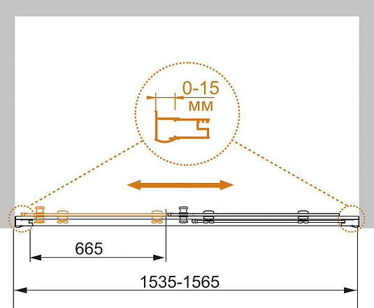 Душевая дверь в нишу Cezares PRATICO-BF-1-155-P-Cr стекло punto