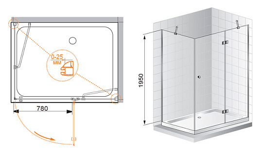 Душевой уголок Cezares Verona AH1 90/100 C Cr