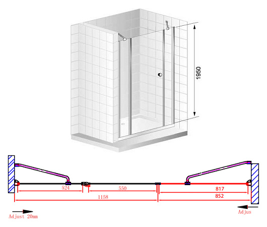 Душевая дверь в нишу Cezares Elena W B13 90/60/60 C Cr