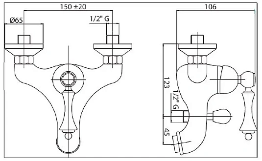 Смеситель для ванны с душем Cezares Margot MARGOT-PBVM-03/24-M золото