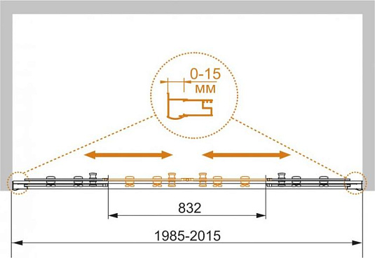 Душевая дверь в нишу Cezares PRATICO-BF-2-200-C-Cr стекло прозрачное