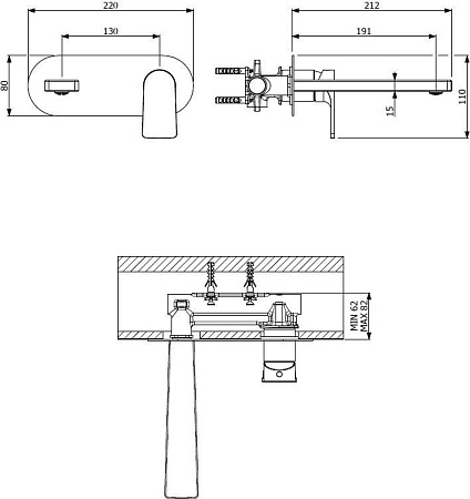 Смеситель для раковины Cezares LAGOS-BLI1-NB, никель
