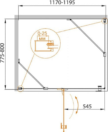Душевой уголок Cezares CRYSTAL-S-AH-1-120/80-C-Cr-L